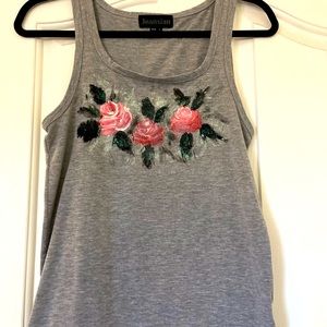 Hand painted new tank top gray size L
